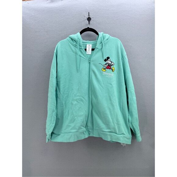 Disney Women Mint Green Disneyland Resort Mickey Mouse Zip Up Sweatshirt Size 3X - Picture 1 of 9